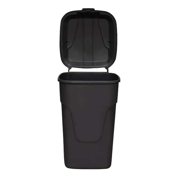 Hyper Tough 45 Gallon Wheeled Heavy Duty Plastic Garbage Can, Attached Lid,  Black 