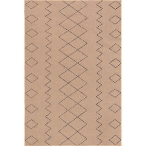 Geometric Easy-Jute Machine Washable Natural 5 ft. x 8 ft. Area Rug