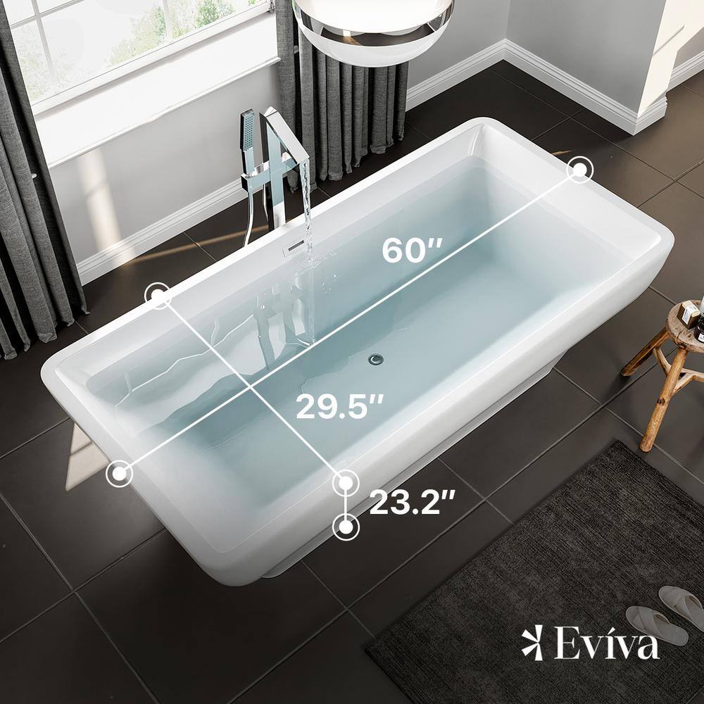 59'' White Acrylic Freestanding Soaking Bathtub