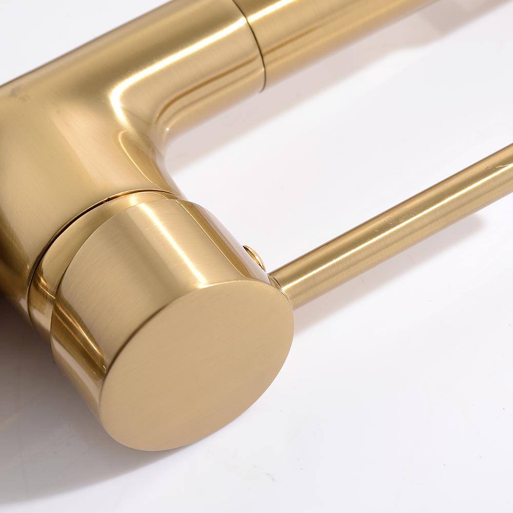 Brushed Gold Single Handle Pull Down Kitchen Faucet with LED