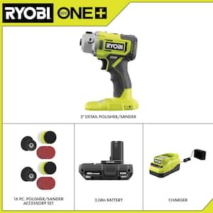 ONE+ 18V Cordless 3 in. Detail Polisher/Sander Kit with 2.0 Ah Battery, Charger, & 8-Piece Polisher/Sander Accessory Set