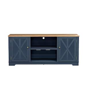 70 in. Navy Wood TV Stand for TVs up to 78 in.
