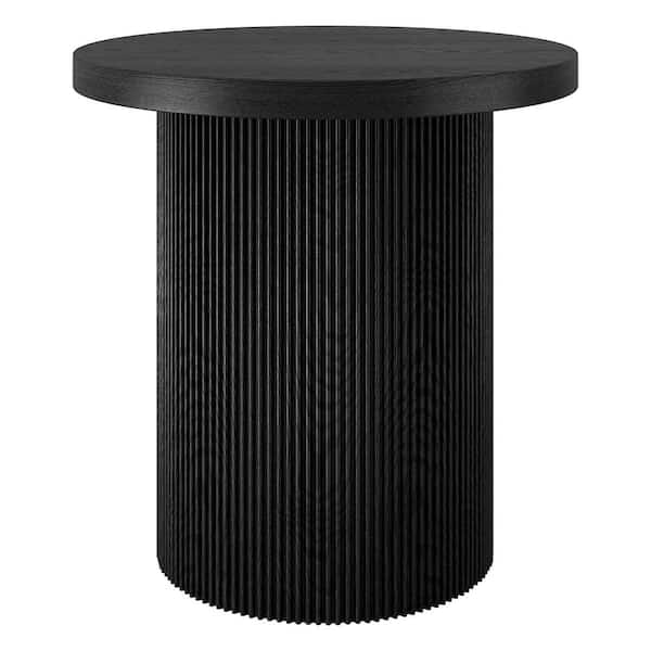 Isa 22 in. Black Grain Round MDF Top End Table