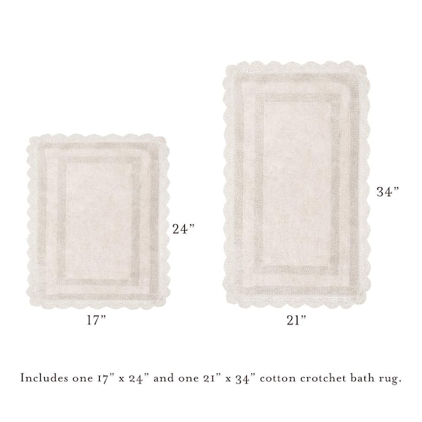 Better Trends Lilly Crochet Collection 17 in. x 24 in. White 100% Cotton Rectangle Bath Rug