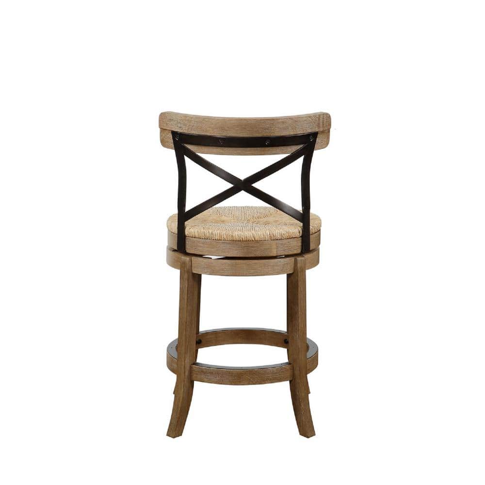 Myrtle 24" Wheat Wire-Brush Swivel Wood Counter Stool