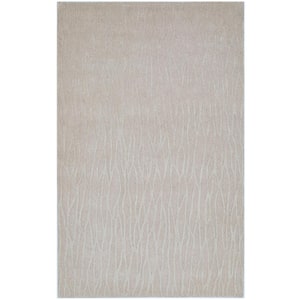 Ivory 5 ft. x 8 ft. Rectangle Solid Color Wool/Cotton Area Rug