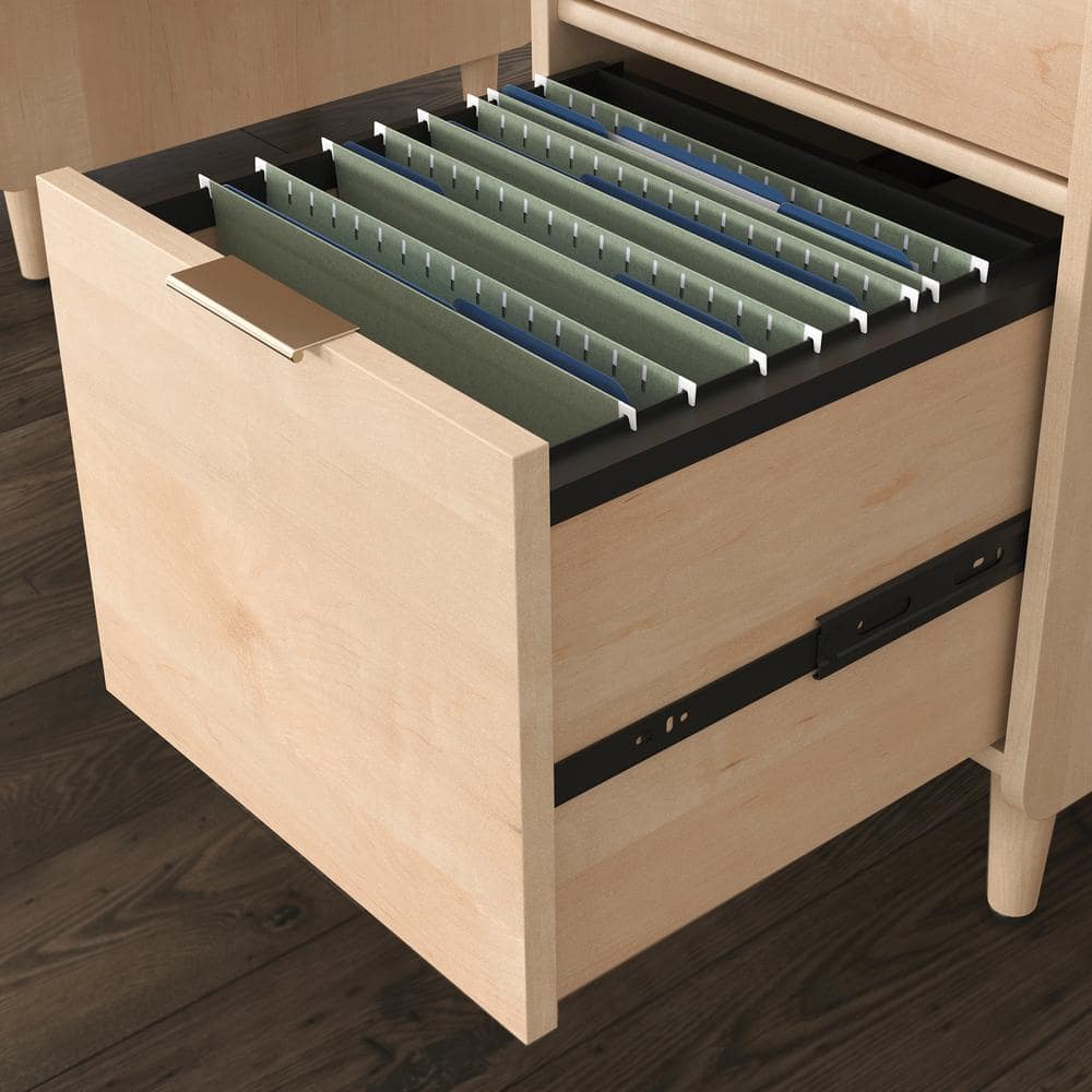 Clifford Natural Maple Executive Desk with Keyboard Tray and Filing Cabinet