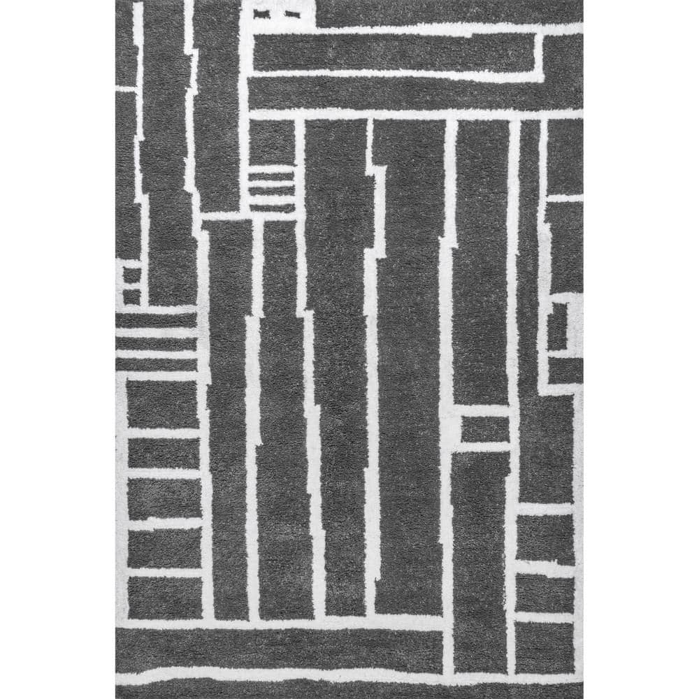 nuLOOM Kimi Geometric Modern Gray 6 ft. x 9 ft. Area Rug MTMI03A609 The Home Depot