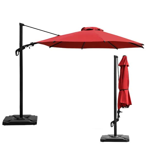 Abba Patio 10 ft. Steel Push-Up Cantilever Patio Umbrella in Red