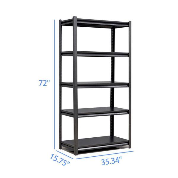 Boyel Living Black 5-Tier Storage Shelving Freestanding Heavy Duty Rack Shelving Unit in Small Space