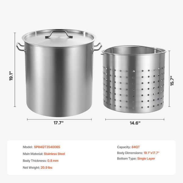 VEVOR Commercial Stockpot 84 qt. Stainless Steel Nonstick in