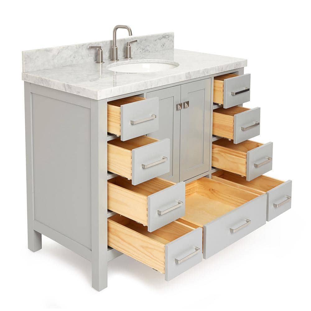 Cambridge Gray 43" Freestanding Single Sink Vanity with Marble Top