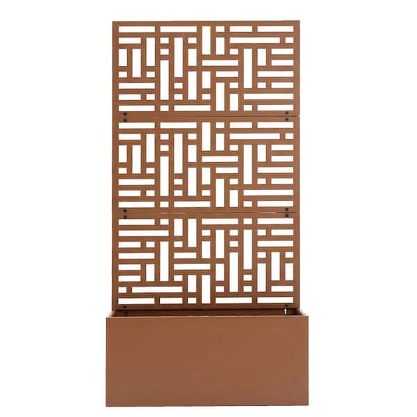 70 in. Brown Metal Garden Bed with Trellis
