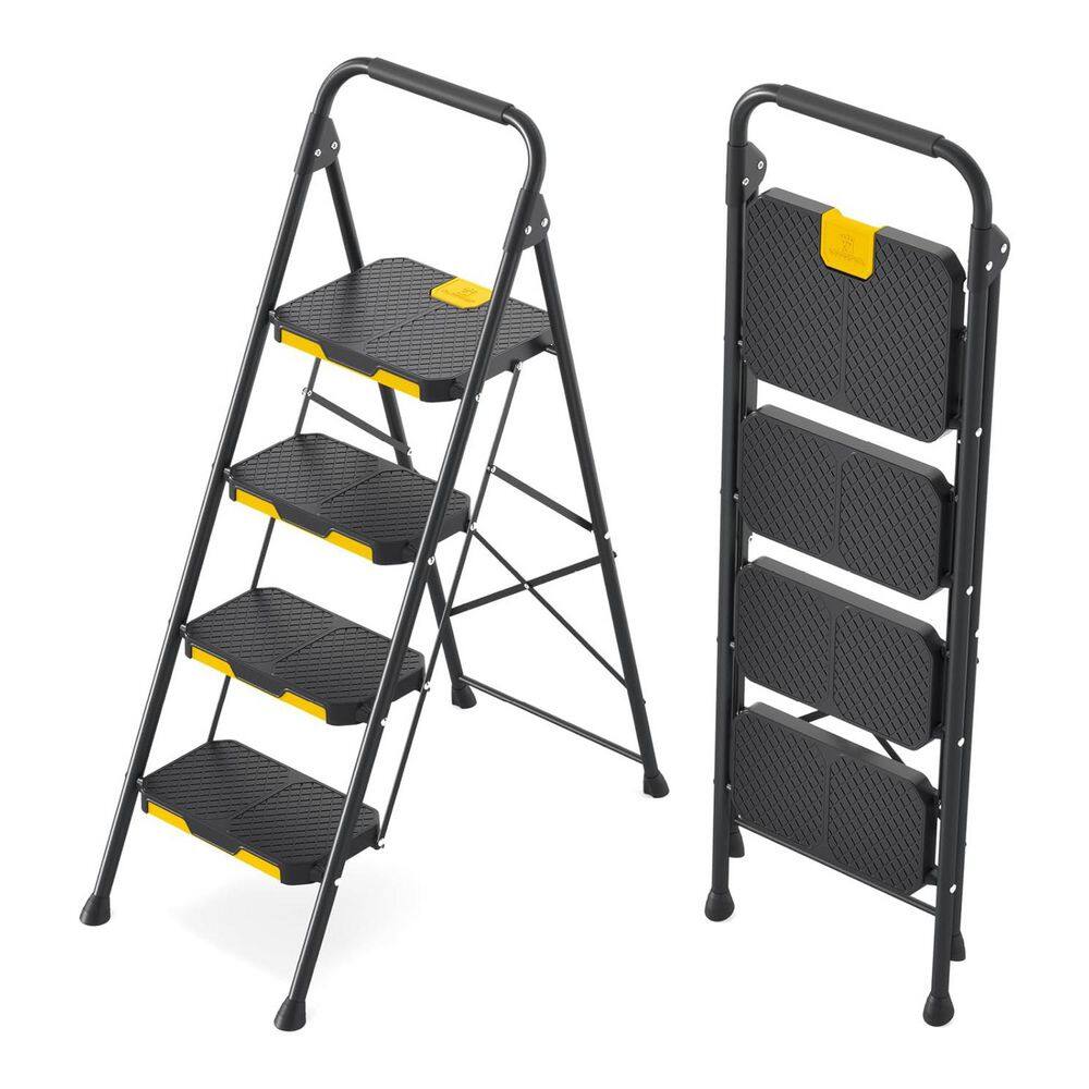 Justincity 4-Step Ladder Sturdy Steel Step Stool with Safe-Lock ...