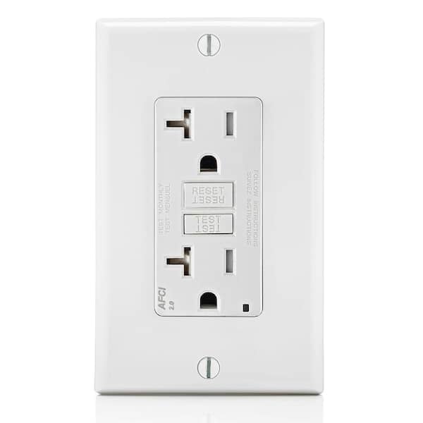 20 Amp 125-Volt SmartLockPro 2-Pole Tamper-Resistant AFCI Duplex Outlet with LED, White AFTR2-W