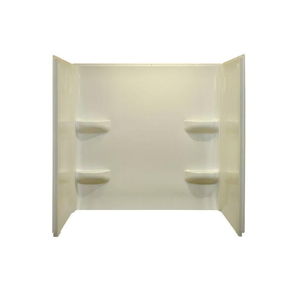Lyons Industries Elite 27 in. x 54 in. x 59 in. 3-Piece Direct-to-Stud Tub Wall Kit in Biscuit