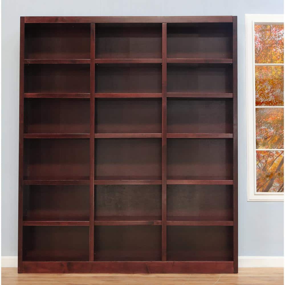 Cherry 84" Tall Triple Wide Wood Bookcase with Adjustable Shelves