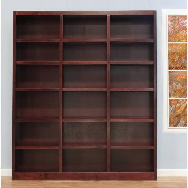 Cherry Wood 18 Shelf Standard Bookcase, 84 Inch Tall Bookcase White