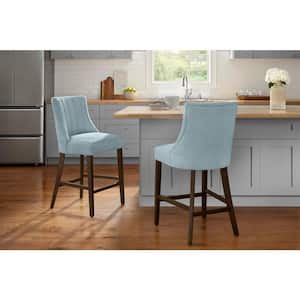 Scotsfield Channel Tufted Upholstered Bar Stools in Charleston Blue (Set of 2)