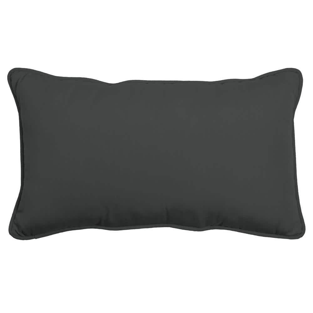 ARDEN SELECTIONS Oasis 24 in. Slate Grey Indoor/Outdoor Lumbar Pillow