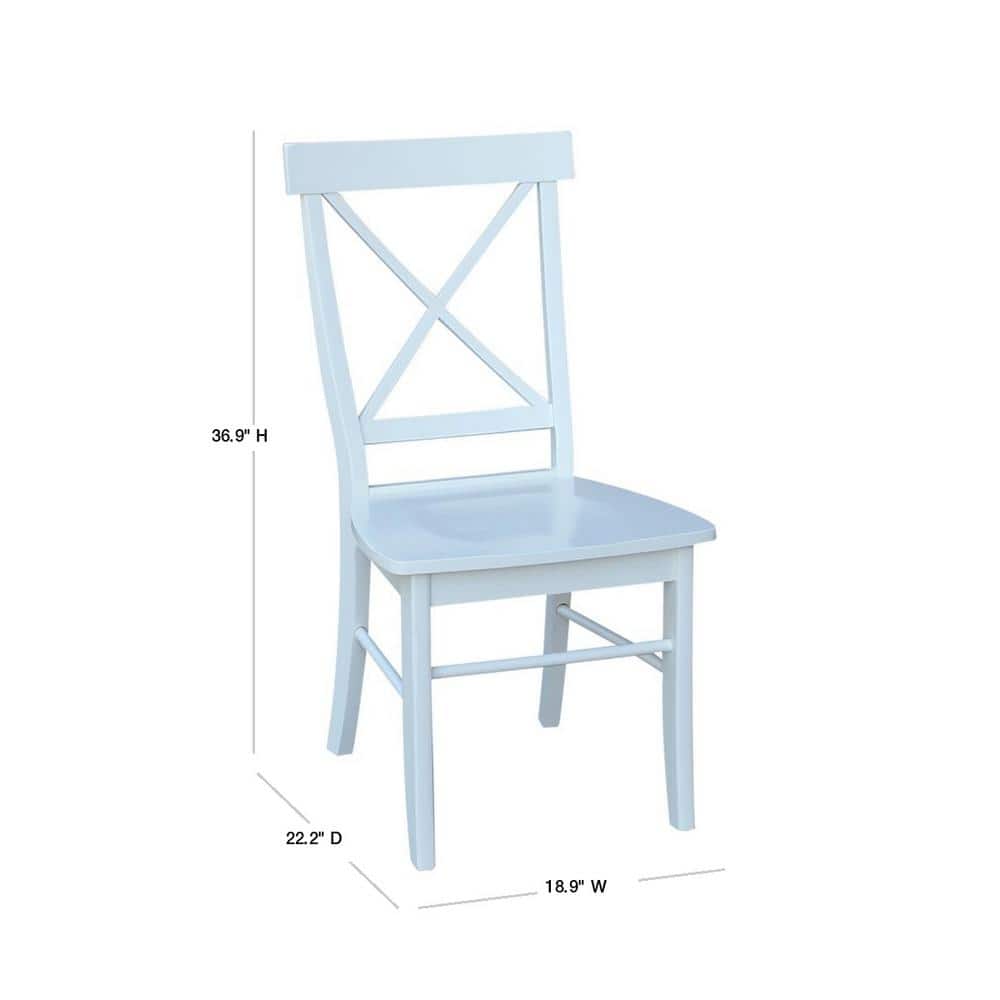 White High Cross Back Solid Wood Side Chair