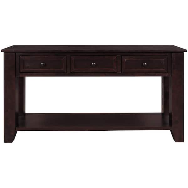 Z-joyee Modern Espresso Wood Storage Accent Chest with 3-Drawers and 1-Shelf