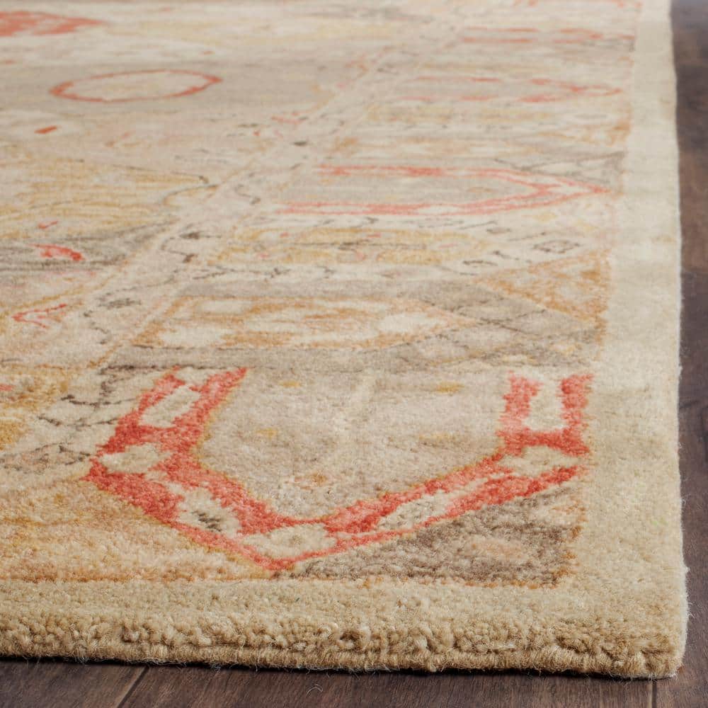 Antiquity Beige and Red Hand Tufted Wool Rug