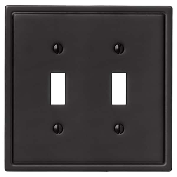 AMERELLE Sinclair Insulated 2-Gang Matte Black Toggle Stamped Steel Wall Plate