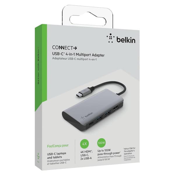 Sitio oficial de Soporte de Belkin - Conozca el Belkin CONNECT™ Adaptador multipuerto  USB-C 4 en 1, AVC006