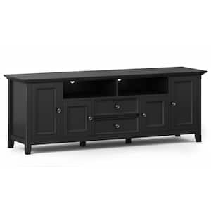 Amherst SOLID WOOD 72 in. W Transitional 1-Drawer TV Media Stand in Black For TVs up to 80 in