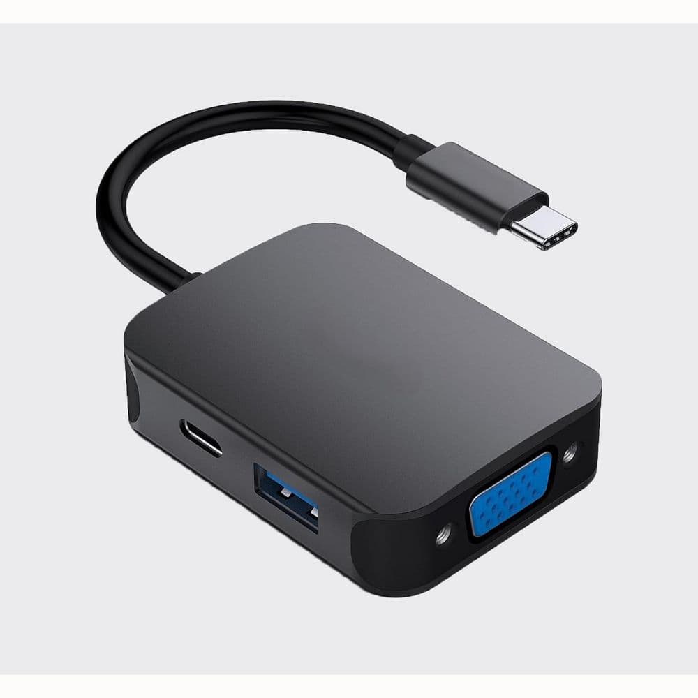 Vrbgify USB C HUB 4in1, USB Type-C to HDMI VGA Adapter, USB C to USB Adapter, USB Type-C Power Delivery Compatible with iPhone