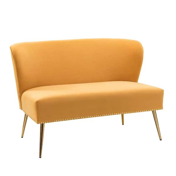 JAYDEN CREATION Rambaudi 45 in. Mustard Loveseat with Metal Legs