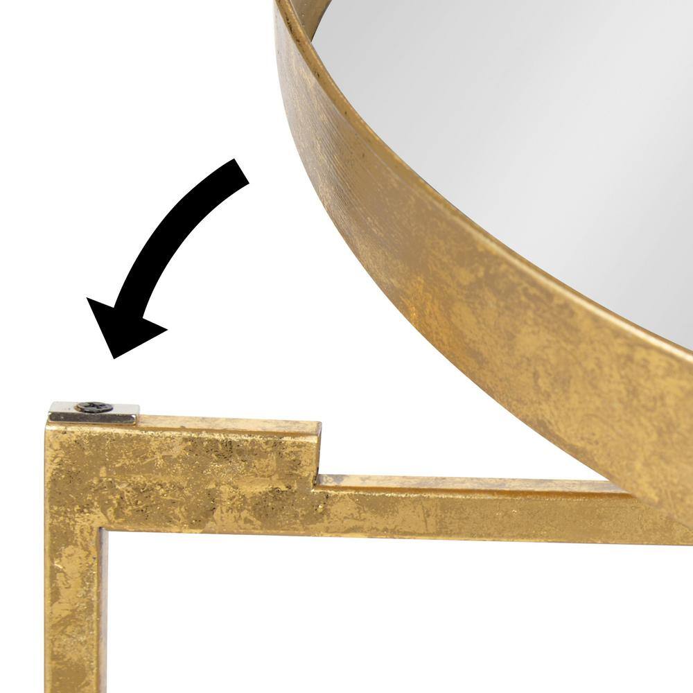 Celia Round Gold Metal Side Table with Mirrored Glass Top
