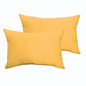 Butter Yellow Rectangular Outdoor Knife Edge Lumbar Pillows (2-Pack)