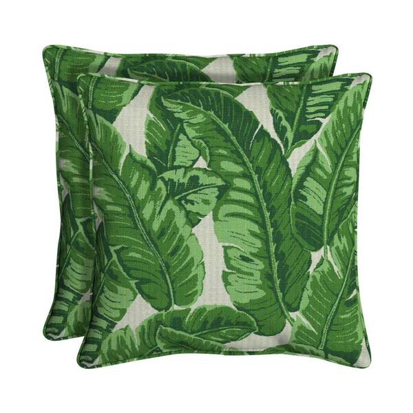 Home Decorators Collection Sunbrella Tropics Jungle Square Outdoor Throw Pillow (2-Pack)