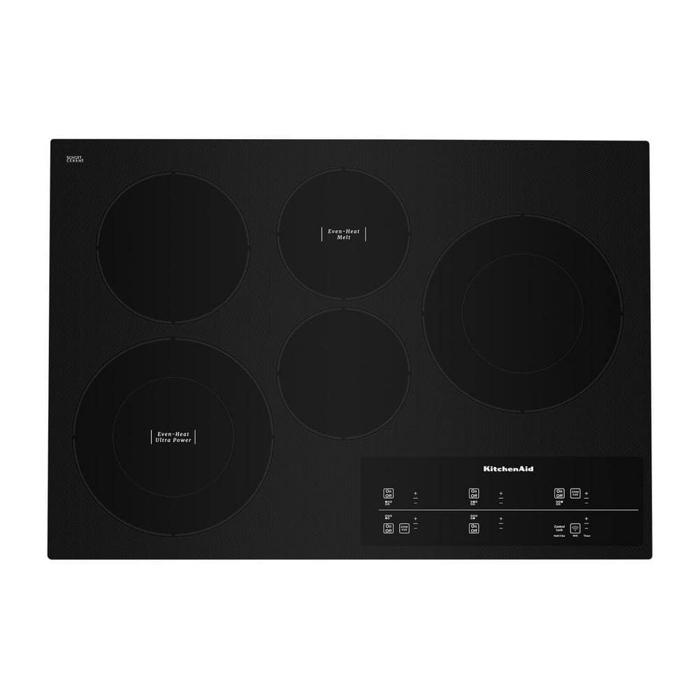 KitchenAid 30 in. Radiant Electric Cooktop in Black with 5 Elements including Double-Ring Element