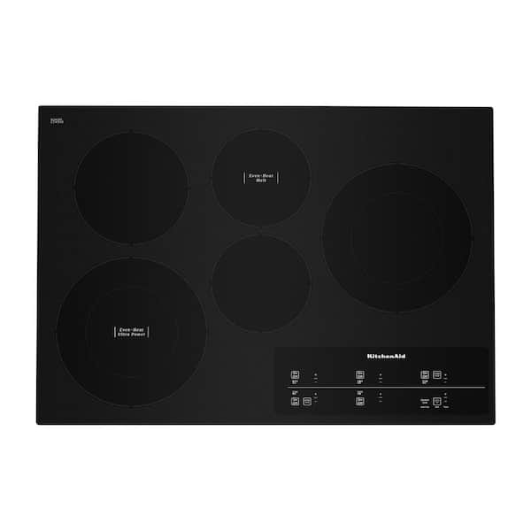 KitchenAid 30 in. Radiant Electric Cooktop in Black with 5 Elements including Double-Ring Element