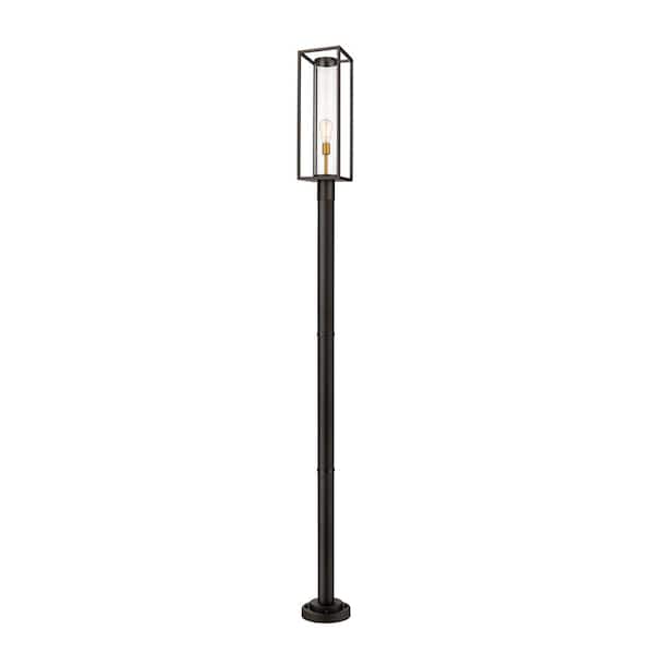 Unbranded Dunbroch 1 Light Bronze + Brass 101 in Aluminum Hardwired Outdoor Weather Resistant Post Light Set with No Bulb Included