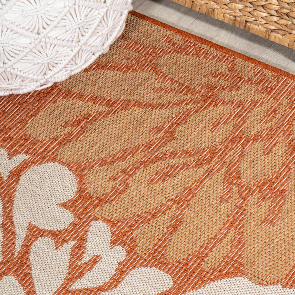 Zinnia Bohemian Floral Textured Flatweave Gray Synthetic Area Rug