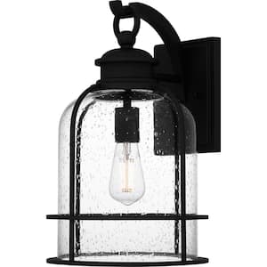 Bowles 16.5 in. Earth Black Hardwired Outdoor Wall Lantern Sconce