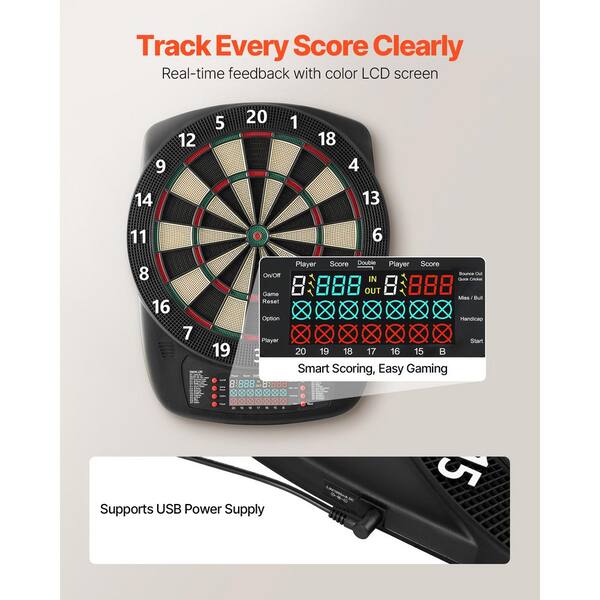 SKYSHALO Electronic Dart Board 13.5 in. Target 43-Games and 200
