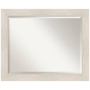 Hardwood Whitewash 32.75 in. x 26.75 in. Rustic Rectangle Framed Bathroom Vanity Wall Mirror