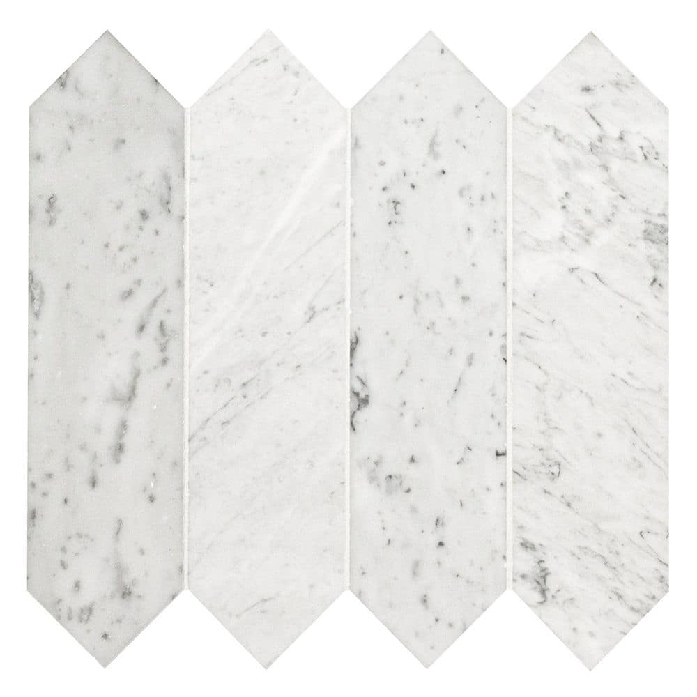 Take Home Tile Sample - Carrara White Picket 6 in. x 6 in. x 8 mm Honed Marble Mosaic Tile price history on PriceWatchPro