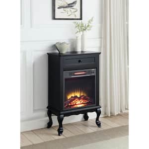 Eirene 23 in. Freestanding Electric Fireplace with Drawer in Black