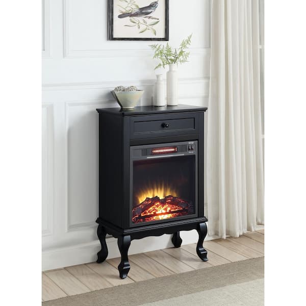 Acme Furniture Eirene 23 in. Freestanding Electric Fireplace with Drawer in Black