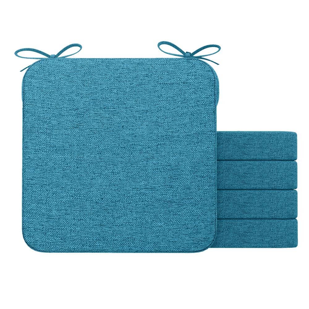 16 in. x 16 in. Indoor Round Square Corner Removable Non-slip Chair Cushion in Teal (4-Pack) price history on PriceWatchPro