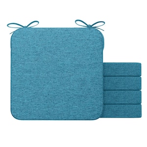 16 in. x 16 in. Indoor Round Square Corner Removable Non-slip Chair Cushion in Teal (4-Pack)