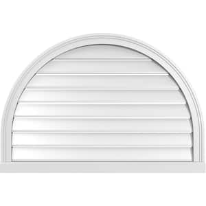 38 in. x 26 in. Round Top White PVC Paintable Gable Louver Vent Functional
