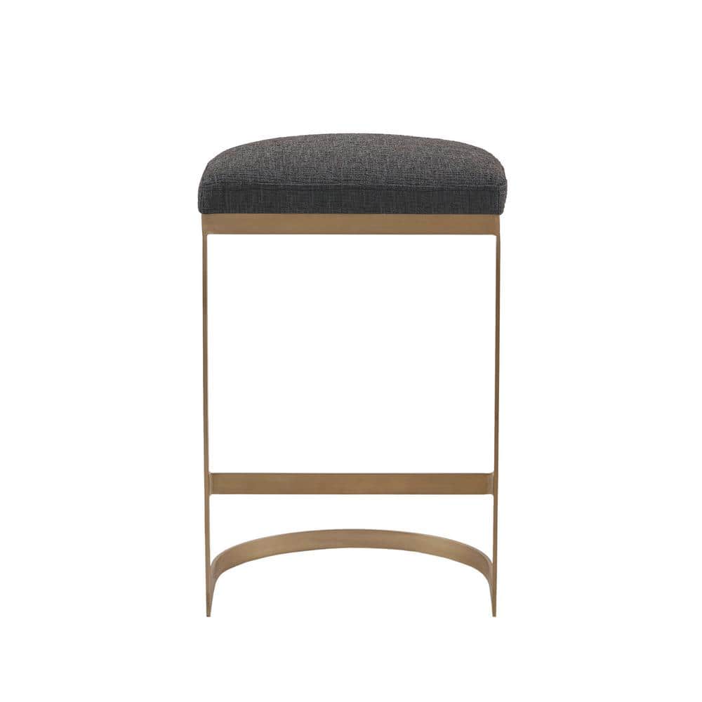 Eugene Swivel Backless Counter Stool in Charcoal and Antique Gold