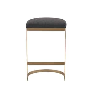 Marc 25 in. Charcoal/Antique Gold Wood Counter Stool